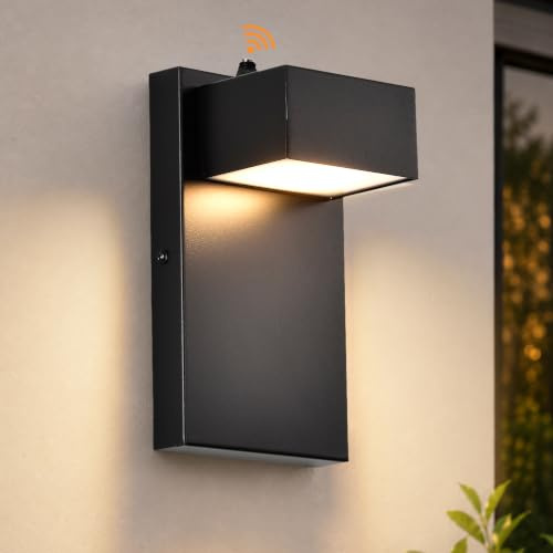 11W LED Dusk Till Dawn Outdoor Wall Light, IP44 | Black Porch Light with Ambient Sensor, Exterior Wall Light for Front Door, Patio, Terrace, 3000K Warm White
