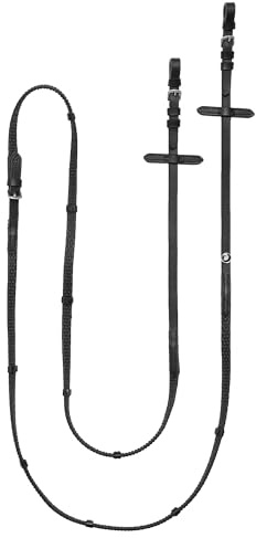 Start Pimple Gummizügel – 22 mm antirutsch Gummizügel mit Stopper und Butterfly-Knöpfen, Edelstahl-Schnallen – Rutschfester Griff (Schwarz, Full (Warmblut))
