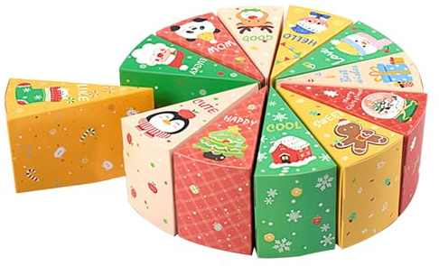 Adventskalender presentförpackningsset – 12 stycken högkvalitativa vikbara lådor robusta julbehållare, tomma festlådor, hantverksförpackningar mångsidiga presentförpackningar