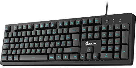 KLIM Bolt - Gamer Tastatur + Schneller und präziser Anschlag + Hinterleuchtete PC Tastatur mit Multimedia-Steuerung + 7 Farben und 3 Effekte + Kompatibel mit Mac PS4 Xbox One + Schwarz