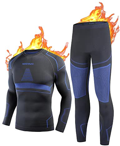 NOOYME Thermounterwäsche Herren Atmungsaktiv Thermoaktiv Funktionsunterwäsche Set Flexibel Skiunterwäsche Warme Unterwäsche für zu Hause Winter