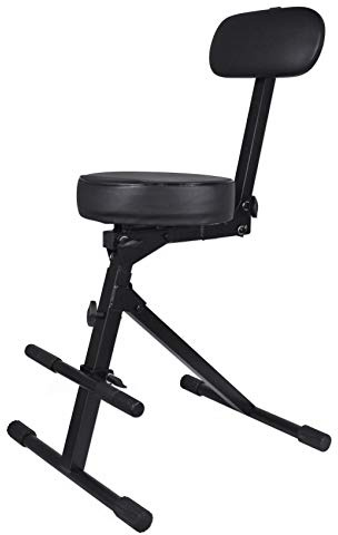 Rockville RDS42 Adjustable DJ/Guitar/Drum/Keyboard Throne Chair, 5 Heights (22-31), Foldable, Padded Seat & Backrest, Cushioned Footrest, Steel Frame