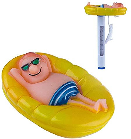 Thermomètre de Piscine Flottant Multifonctionnel - Thermomètre à Eau de Style de Dessin Animé pour Spa Jaune