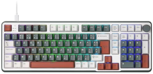 RK ROYAL KLUDGE C98 FR Clavier mécanique Jeu, commutateur magnétique Effet Hall, Filaire RGB 95%, déclenchement Rapide réglable, taux rafraîchissement 8KHz, Pilote Pro Web pour Mac&Win,French AZERTY