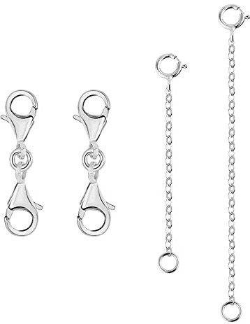 Silver Double Lobster Clasp Bracelet Necklace Extender for Jewellery Making