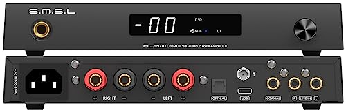 SMSL AL200,Hi-Fi Amplifier,MA5332MS Stereo D-class Amplifier Chip,165W Output Power,Integrated Ear Amplifier Output,Third-generation XMOS 16 core XU-316,7 EQ Adjustable,with Remote Control (Black)