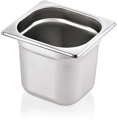 Morleos GN 1/6 150 mm - 2,4 L Gastronormbehälter aus rostfreiem Edelstahl 176 x 162 mm | stapelbar & rostfreier GN Behälter | Gastronomie-, Event- & Catering Zubehör aus robusten 0,7 mm Stahl