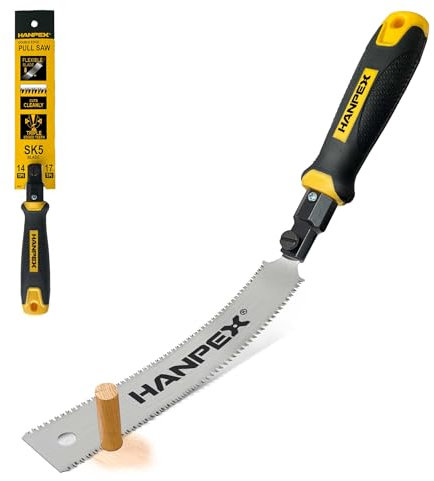 Hanpex Mini Japanese Hand Saw 18cm (7inch) Double Edge Pull Saw, SK5 Flush Cut Woodworking Handsaw- Flexible Blade - 14 TPI / 17 TPI