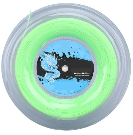 Keenso Carrete de Cuerda de Tenis, Cuerda de Tenis de Poliéster, Carrete de 200 M, Cuerda de Raqueta de Tenis para Entrenamiento, Verde Fluorescente