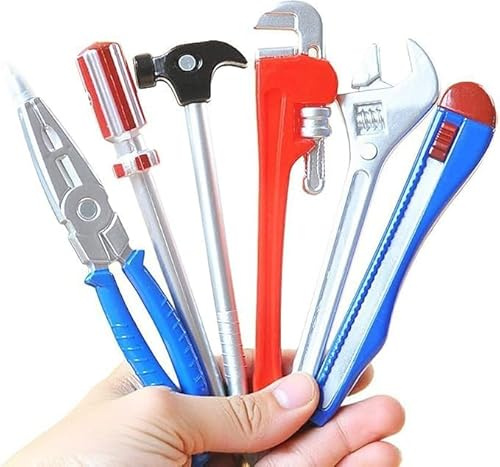 CHUNLINLAODA 6 penne a sfera a forma di hardware Penna A Forma Di Strumento Hardware Penne A Sfera Novità Penna da Scrittura a Inchiostro Nero Pinza per Chiave Inglese Cacciavite a Martello (Blu)
