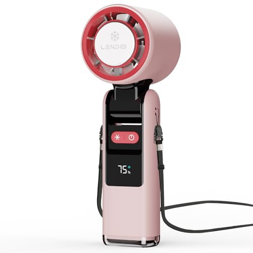 LENDOO Mini Ventilador Portatil, Turbo Ventilador de Mano USB 5 Velocidades 4000 Mah Batería de Duración Ultralarga,Plegable con Función de Linterna y Hielo Para la Oficina, Viaje