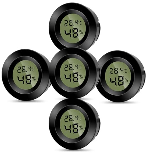 Pixelure 5PCS Hygromètre Numérique Thermomètre Intérieur Thermomètre D'ambiance Moniteur de Température et Humidimètre à Haute Précision Capteur Humidité Température pour Terrasse/Jardin/Maison/Cave