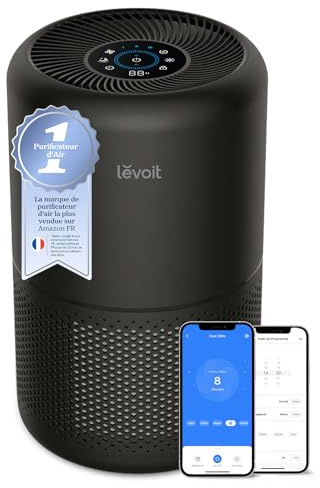 Levoit Purificatore d'Aria Core 300S con Filtro HEPA, CADR 258m³/h, per Ambienti fino a 54㎡, Rimuove il 99,97% di Particelle, Modalità Automatica e Sleep, Sensore di Qualità dell'Aria, 24 dB,Nero