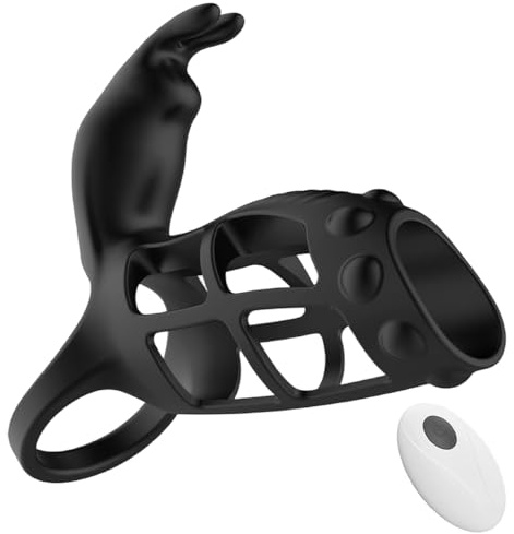 Qcpuuu Chastity Cage per Uomo, Gabbia di Castità in Silicone con Telecomando, Cage per Pene Uomo, Sex Toy Cock Cage Rigido, Cockcage Nero per Uso Estremo