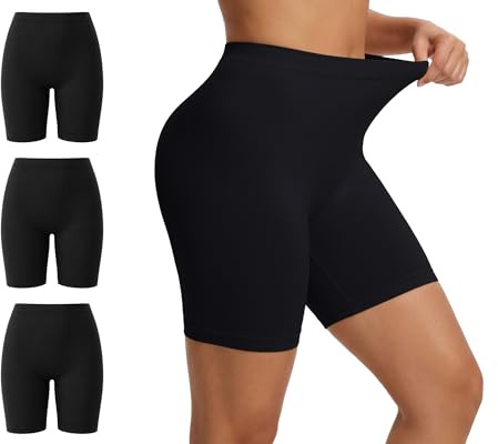 LOFIR Shorty Anti Frottement Cuisse: Short Boxer Femme sous Robe sans Coutures Taille Haute pour Jupe Cycliste Legging Yoga Lot de 3