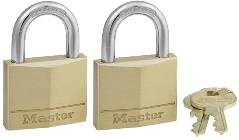 Master Lock 140T Solid Brass Padlock with Key, 2 Pack