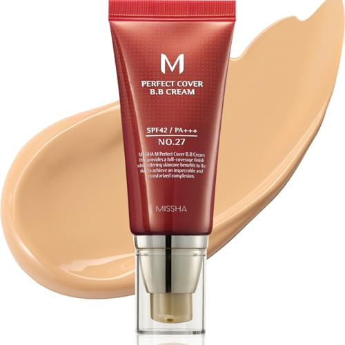 MISSHA M Perfect Cover BB Cream Nr. 27 Honey Beige – Mittelton mit neutralem/warmem Unterton, LSF 42 PA+++, 50 ml – Getönte Feuchtigkeitscreme für das Gesicht mit Lichtschutzfaktor
