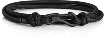 Eighty Eight Degrees Bracciale da Arrampicata con Moschettone, Fatto a Mano nel Regno Unito, Regolabile, Impermeabile (Nero & Nero)