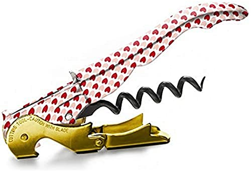 PULLTAP'S GENUINE Little Love 900 - Sacacorchos de camarero profesional con diseño corazones - Fabricado en España - Incluye doble palanca articulada, navaja cortacápsulas tipo cúter y abrebotellas
