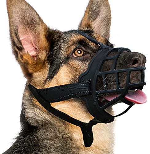 BARKLESS Hundemaulkorb, Silikonkorb-Maulkorb für kleine, mittelgroße und große Hunde, weicher Käfigmaulkorb verhindert Beißen Kauen, ermöglicht Trinkhecheln, geeignet für Deutscher Schäferhund