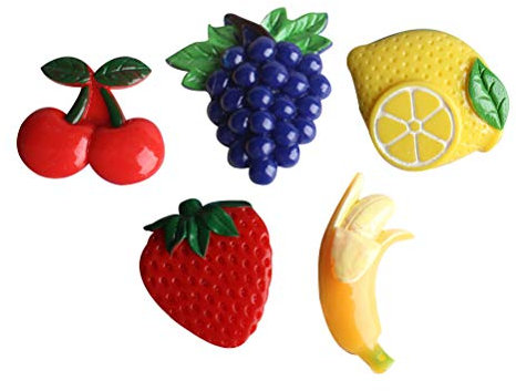 Imanes for el refrigerador, imanes de placa blanca, imanes de oficina, resina pintada de frutas magnéticas magnéticas de fresa de fresa Sticulante de lavadora de uva de cereza 5pcs (modelo aleatorio)