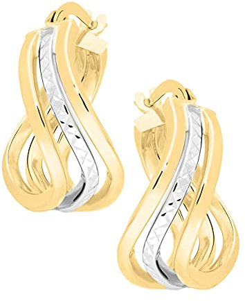 My Gold Damen Creolen Ohrringe 333 Weißgold & Gelbgold (8 Karat) Damenohrringe Bicolor 20mm x 9mm Isadora C-07993-G362