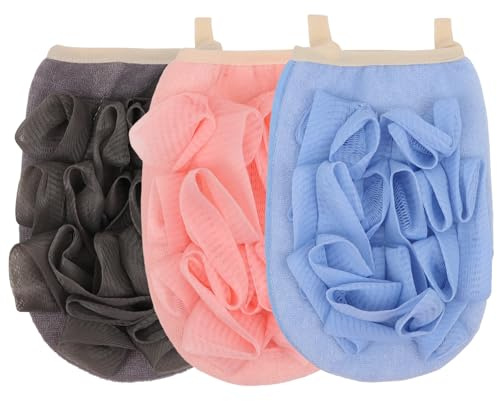 Amariver 3 Pack Bath Loofah Body Sponge Brushes Loofah Exfoliating Glove Bath Shower Glove with Flower Bath Ball Bath Shower Loofah Sponge for Women and Men