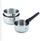 LAGUIOLE, Ensemble de 3 casseroles en acier inoxydable, poignée amovible, compatible tous feux, empilables, capacité 1,25L, 2,00L, 2,50L - 16/18/20 cm, Argent