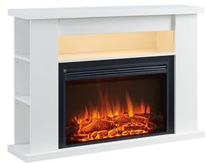 BALDERIA Chimenea eléctrica Ruby | Chimenea eléctrica de pie con efecto de llama 3D | Calefacción eléctrica 2000 W, iluminación LED | Chimenea con mando a distancia, termostato y temporizador, color