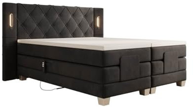 Luxusbetten24 Boxspringbett Livano Samt 200x200 elektrisch verstellbar mit LED | Bezug: Samt | Farbe: Anthrazit | Härtegrad: H3 (70-100kg)