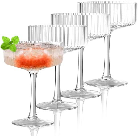WPPQWP Juego de 4 cuencos de champán, 280 ml, copas de cóctel de Martini, vasos vintage para casa, bar, fiesta