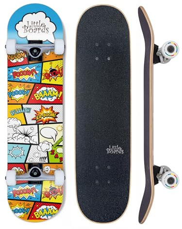 Little Boards Skateboard för barn tecknad 7.3 – högkvalitativ komplett bräda speciellt utformad för barn i åldern 8–12 år
