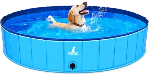 Pourbibi Piscina Per Cani Grandi, Vasca Da Bagno Pieghevole Per Cani, Antiscivolo, Piscina Per Bambini E Cani, 120 X 30 Cm