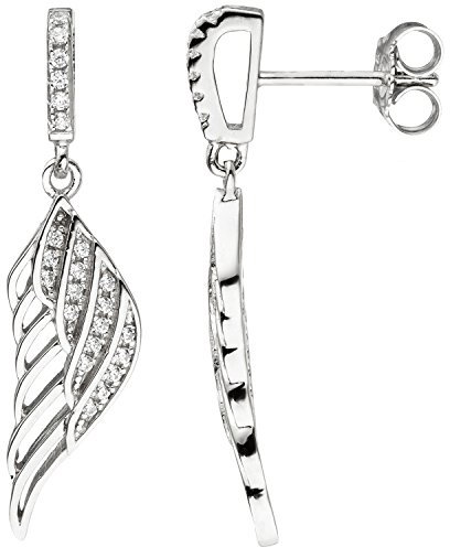 Jobo Damen-Ohrringe Flügel hängend aus 925 Sterling Silber mit 34 Zirkonia