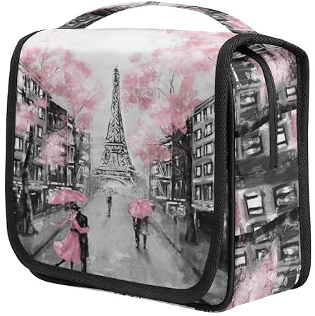 Hanging Toiletry Bag Paris Eiffel Tower Tree Art, Makeup Bag Cosmetic Bag Bathroom Travel Organizer Large for Women Girls