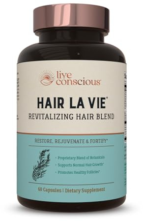 Hair La Vie Live Conscious Revitalizing Blend Hair Growth Vitamins for Women to Support Health of Hair - Supplements w/Biotin, Collagen & Saw Palmetto for Thick, Full Hair - 60 Caps