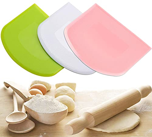 Qenovo® 3 Stück Teigkarte Silikon，BPA-Freie Lebensmittelqualität PE-Kunststoff Flexibel Teigschneider，Brot backen zubehör zum Schneiden von Brotteig.