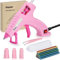 Vastar Rosa Heißklebepistole, 60W Heissklebepistole mit 30 Klebestiften, 3 Rosa Fingerhandschuhe, Tropfsicheres Heißklebe-Set zum Basteln, DIY Tool Gift for Friend