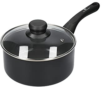 MasterClass Can-to-Pan Ceramic Eco Saucepan with PTFE, PFOA and BPA Free Non Stick, Made from 7 % Recycled Aluminium, 18 cm,Black
