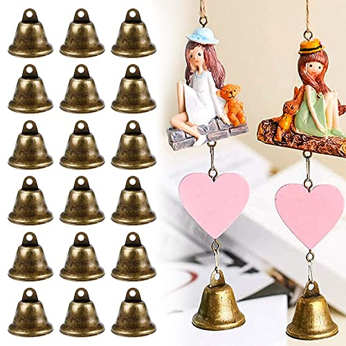 CODIRATO 35 PCS Vintage Bronze Craft Jingle Bells Mini Bronze Small Jingle Mini Hanging Bells Bronzes Vintage Hanging Bell for Home Decorations, Crafts, Aeolian Making (30mm)