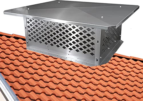BUYYAH Chimney Cap, 17 x 21 Chimney Cover, Bottom Installation Method Adjustable to Fit Outside Existing Clay Flue Tile Dimensions 16 x 20.5 to 19.3 x 23.6, All Stainless Steel Structure