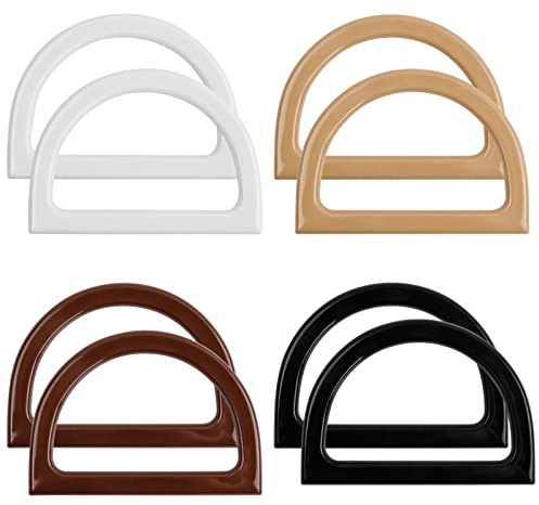 Laughhe 8 Piezas Asas para Bolsos con Forma de D, Asa De Bolso De Mano, Asas de Repuesto para Bolsos Crochet Reemplazo Accesorios, para Bolsa de Bricolaje (4 colores)