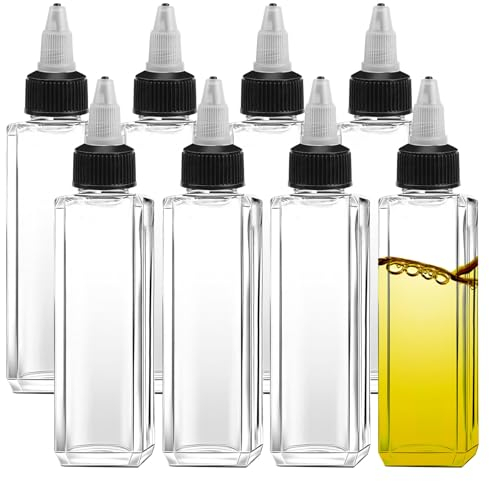 Lot de 8 bouteilles d'huile de 100 ml avec bouchons Twist Top Distributeur d'huile en plastique, bouteilles à presser pour épices liquides Bouteilles anti-fuites pour vinaigre à l'huile de sauce soja