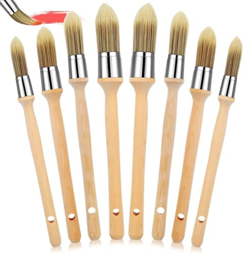 QELLON 8 Pezzi Pennelli per Finiture con Manico In Legno Strumento per Pittura con Bordi Arrotondati Pennelli per Bordi di Pareti di Case Ad Angolo Art Facile da Usare 15/18/21/25mm
