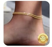 Kenivira Gold Fußkettchen für Frauen, 18K Gold zierlich geschichtet wasserdicht Fußkettchen für Frauen einstellbar, Strand Knöchel Armbänder für Damen