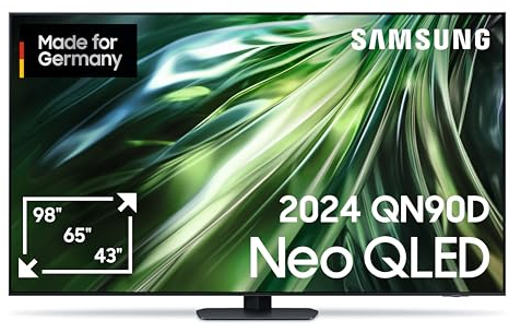 Samsung Neo QLED 4K QN90D Fernseher 85 Zoll, Neural Quantum 4K AI Gen2 Prozessor, Mini LED TV, AI Upscaling, Smart TV, Dolby Atmos, Gaming Hub, GQ85QN90DATXZG, Deutsches Modell