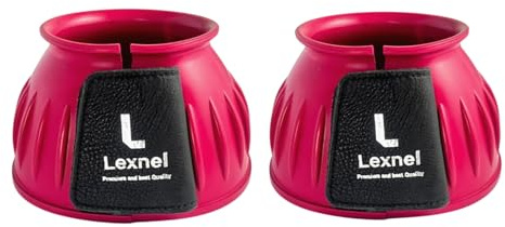 Lexnel Rubber Horse Bell Boots – Durable Overreach Protection & Secure Hook-and-Loop Closure (Pink, X-Large)