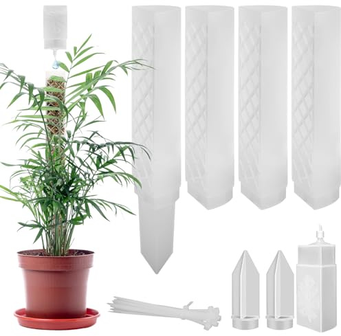FAELNK Bâton de Mousse pour Treillis Monstera Treillis pour Plantes D'intérieur avec Aide à L'arrosage, Attaches de Câble pour Plantation de Jardin (Blanc)