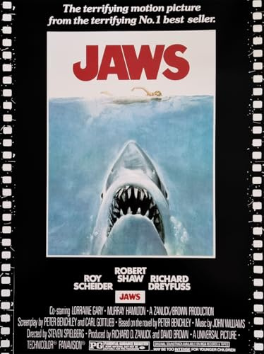 KUSTOM ART Póster decorativo de pared serie carteles película celebri Jaws El tiburón impresión sobre cartón 40 x 30 cm sin marco