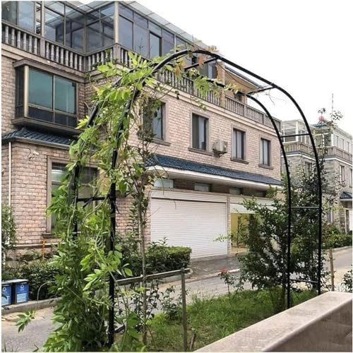 Arco da giardino in metallo per piante rampicanti, resistente alle intemperie, pergolato in ferro, robusto pergolato per rose, padiglione esterno nero, 300 x 220 cm, ideale per decorazioni e supporto